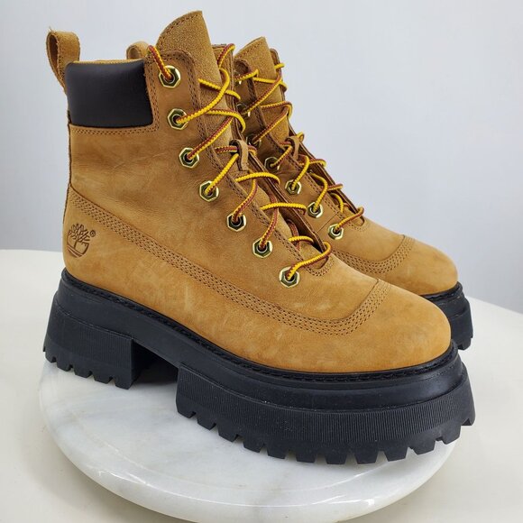 Timberland Suede Leather Sky Grunge Goth Chunky Platform Lug Combat Boots 6.5 - Picture 1 of 10